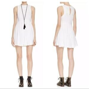 Free People White Embroidered Birds of Feather Fit & Flare Mini Dress Size 4